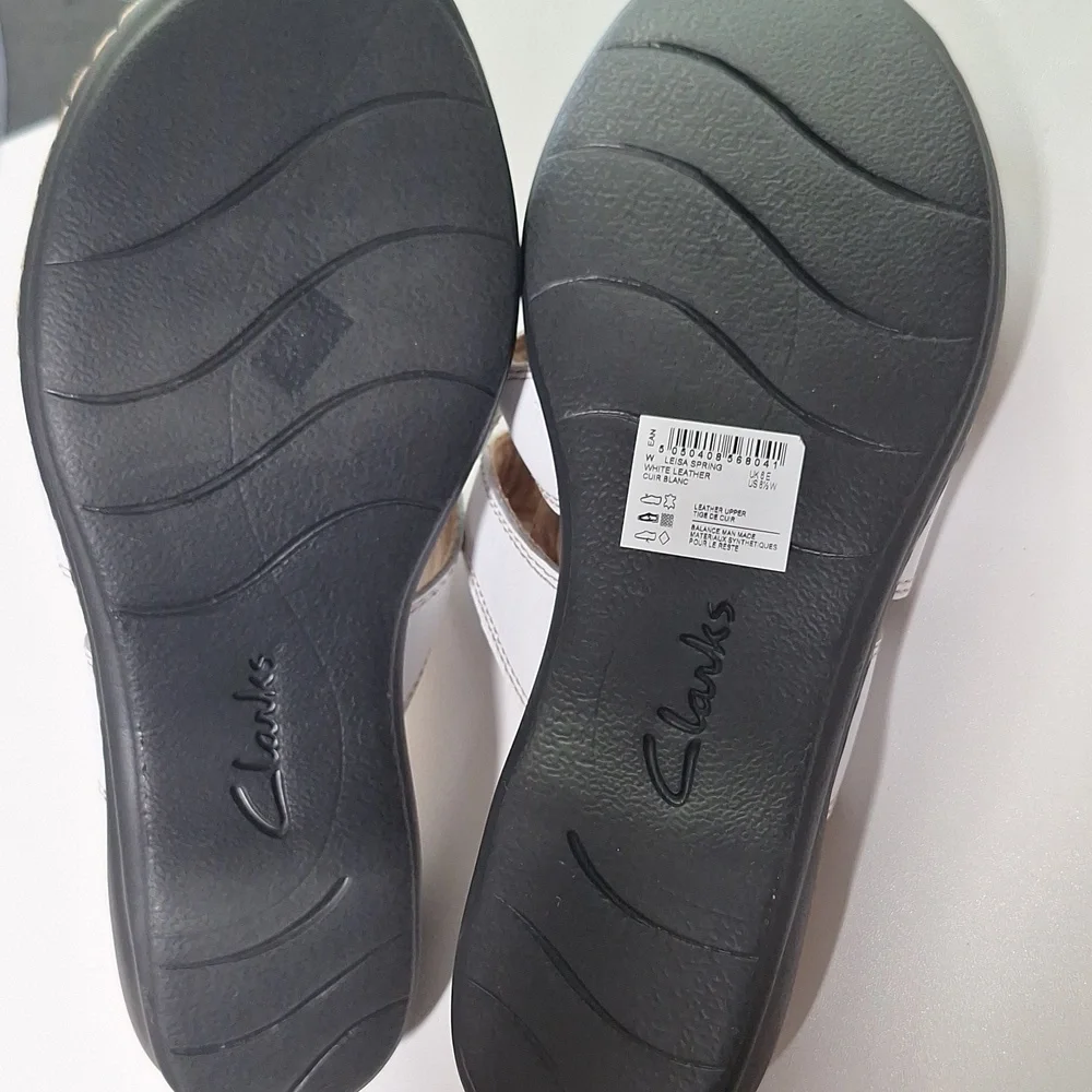 Clarks White Leather Sandals Leisa Spring